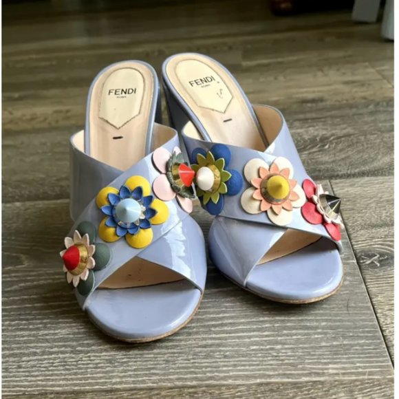 Fendi Flowerland Patent Leather Heels US 10 - Picture 1 of 4